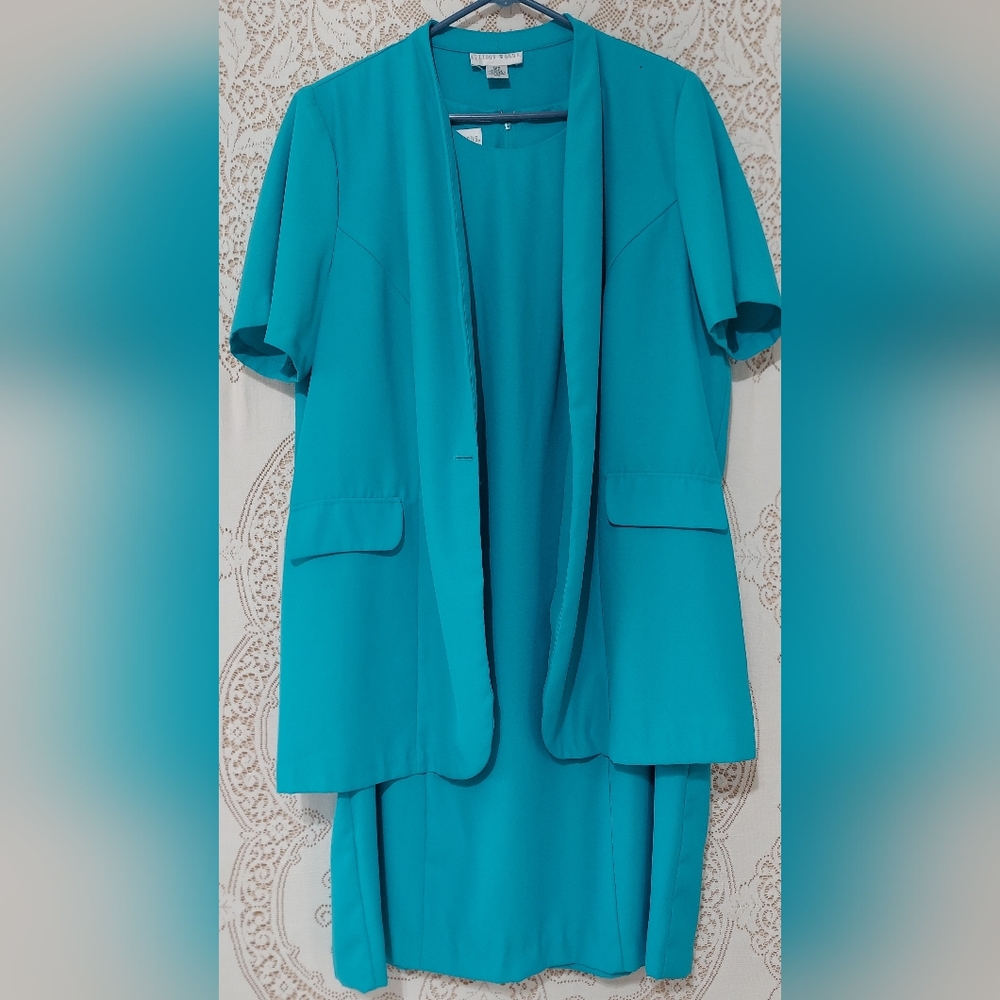 Allison woods size 22W turquoise tank dress and jacket